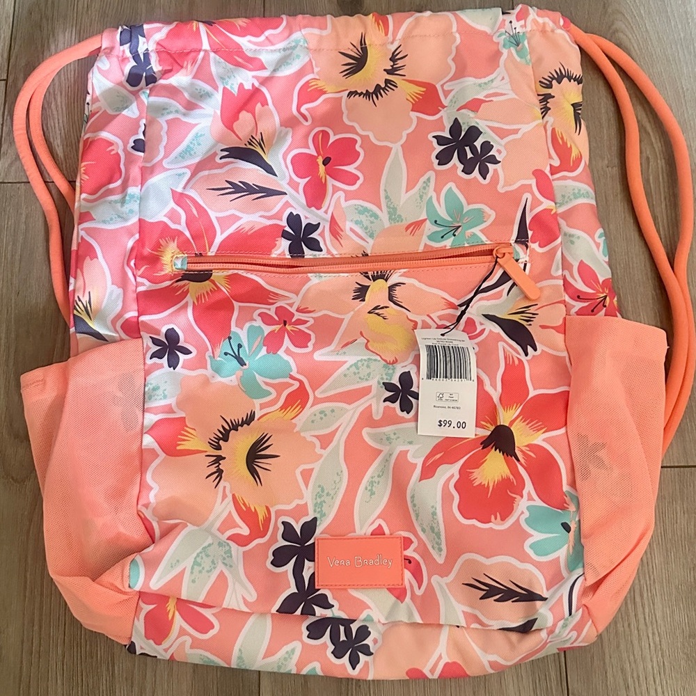 Vera Bradley Coral Floral Drawstring Bag